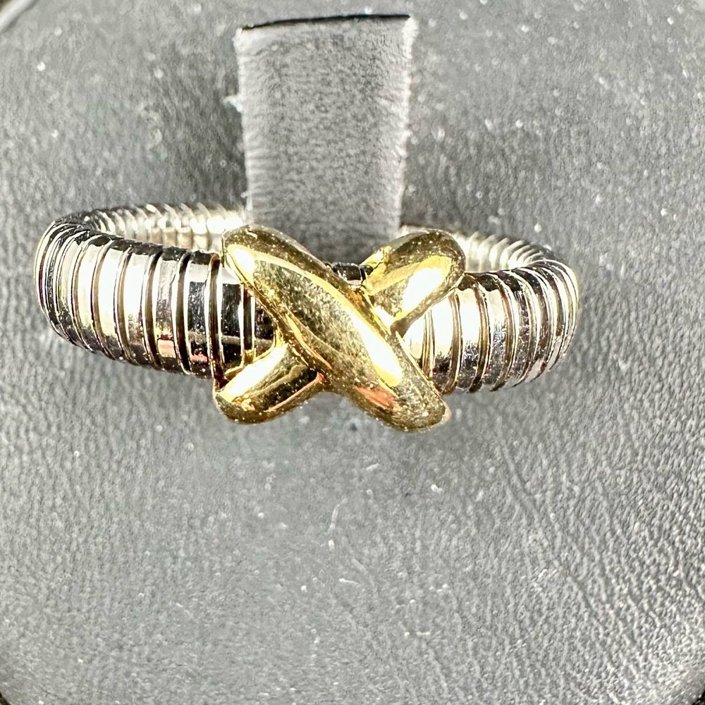 Paloma Picasso style silver with gold “x” Ring
